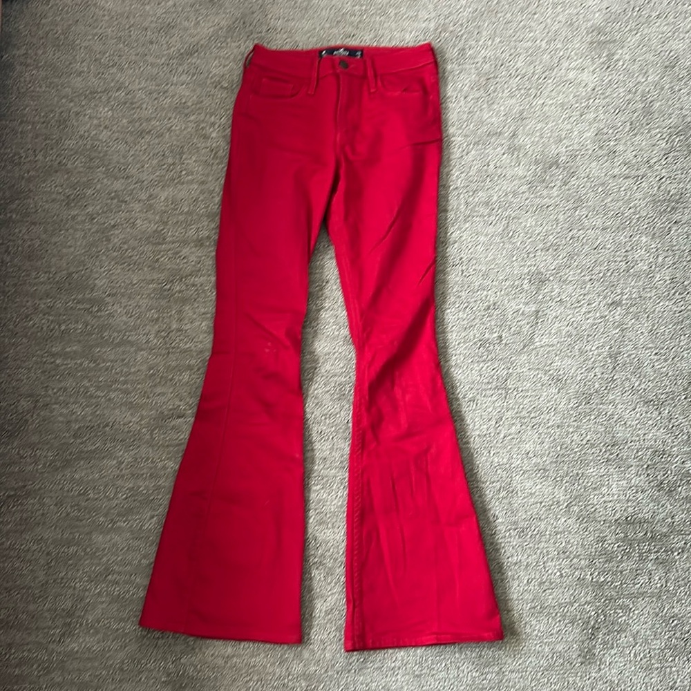 Hollister Custom Bright Red Flare Pants